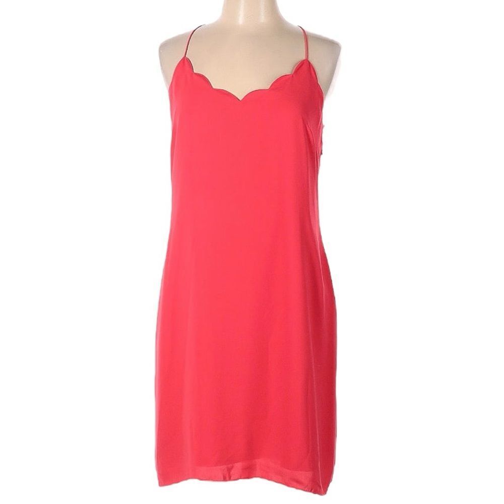 J. Crew Scalloped Tank Dress Salmon Pink Slip Dress Size 10 Party Wedding Vacay